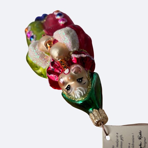 Vtg Christopher Radko Christmas Glass Ornament Elf Clown Court Jester Tag 1995 - Picture 7 of 11